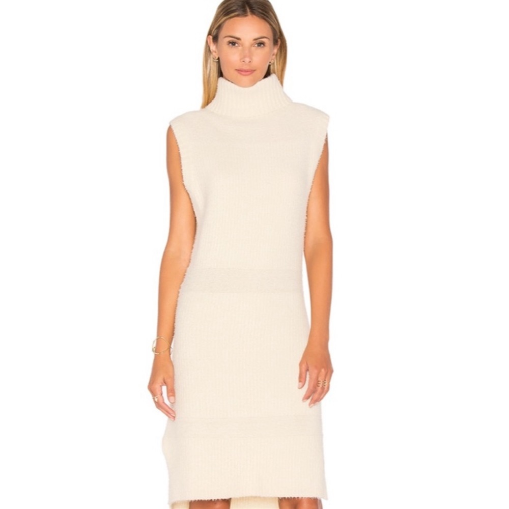 NWT LUCY PARIS x REVOLVE Ivory Cream Danielle Knit Sweater Dress, Size Medium